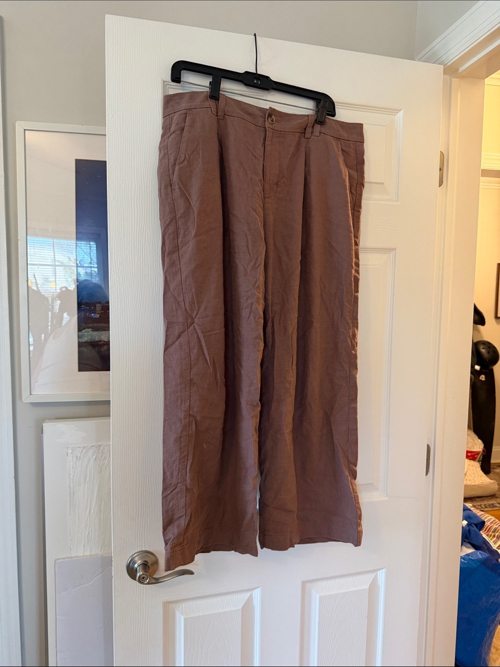 Men's Wide-Leg Casual Pants in Brown - Unbranded